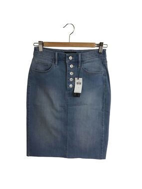 Banana Republic classic pencil skirt button fly long  blue denim stretchy size 0